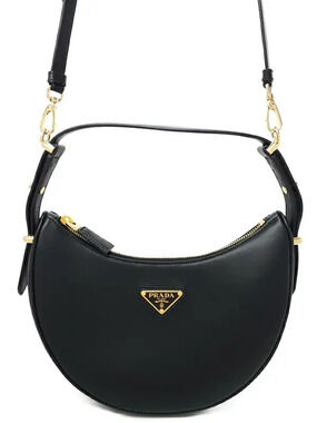 Prada Arche Leather Shoulder Bag Black